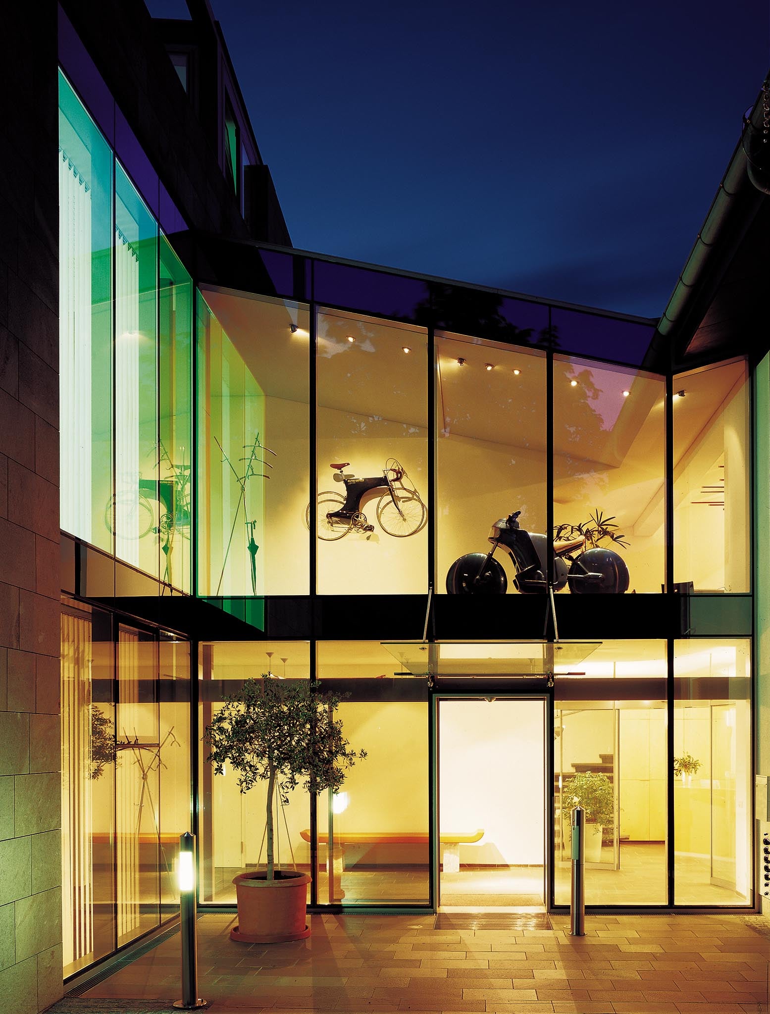 Exterior view of Studio FA Porsche building at night