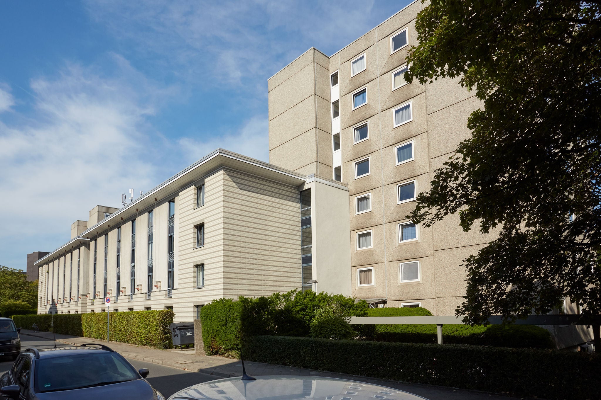 Exterior front of student residence with KEUCO accessories and fittings